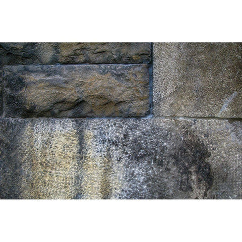 Old Montreal Stone Wall 01 Black Modern Wood Framed Art Print with Double Matting by Lavoie, Tina