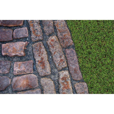 Old Montreal Cobblestones and Grass 01 White Modern Wood Framed Art Print by Lavoie, Tina