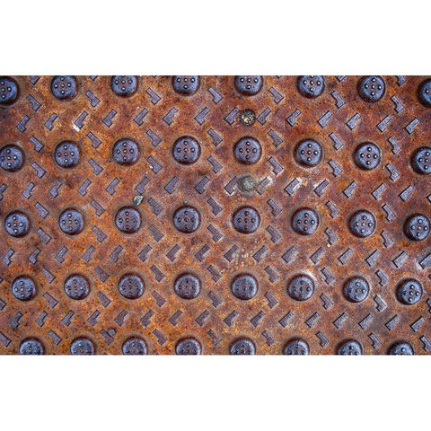 Old Montreal Metal Grate 02 Black Modern Wood Framed Art Print with Double Matting by Lavoie, Tina