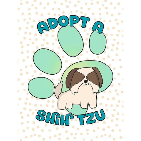 Adopt A Shih Tzu Black Modern Wood Framed Art Print with Double Matting by Lavoie, Tina