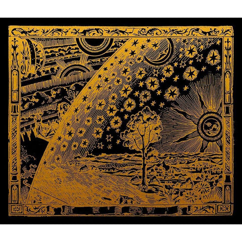 French Astronomy Illustration Of The Universe 1888 Gold Ornate Wood Framed Art Print with Double Matting by Lavoie, Tina