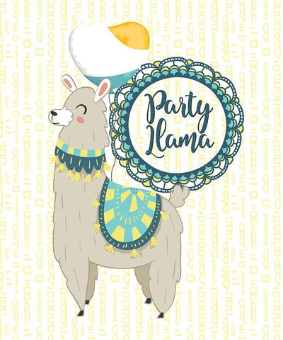 Party Llama Black Ornate Wood Framed Art Print with Double Matting by Lavoie, Tina