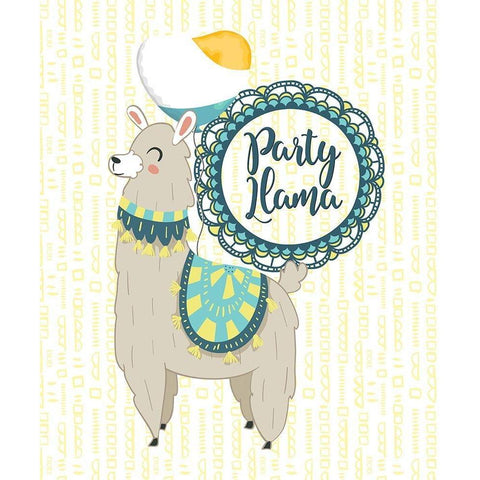 Party Llama Gold Ornate Wood Framed Art Print with Double Matting by Lavoie, Tina