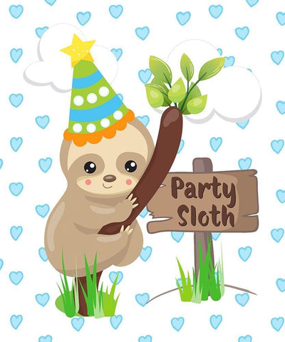 Party Sloth White Modern Wood Framed Art Print with Double Matting by Lavoie, Tina