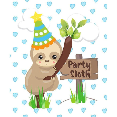Party Sloth Black Modern Wood Framed Art Print by Lavoie, Tina