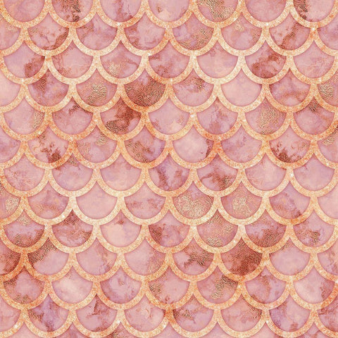 Pink Gold Marble Mermaid Scales Black Modern Wood Framed Art Print with Double Matting by Lavoie, Tina