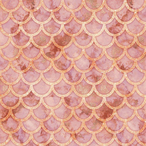 Pink Gold Marble Mermaid Scales Black Ornate Wood Framed Art Print with Double Matting by Lavoie, Tina