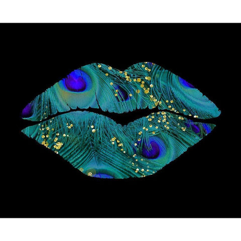 Peacock Kiss White Modern Wood Framed Art Print by Lavoie, Tina