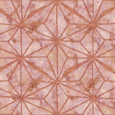 Rosegold Metal Marble Abstract North Star Gold Ornate Wood Framed Art Print with Double Matting by Lavoie, Tina