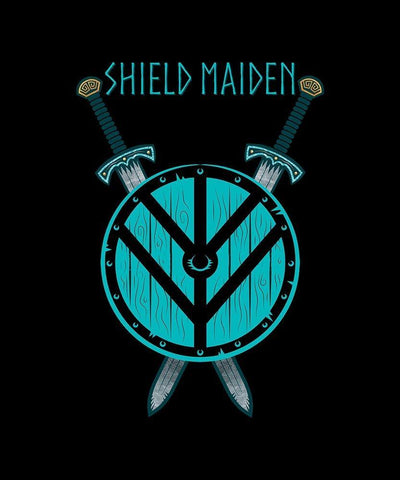 Shield Maiden Black Ornate Wood Framed Art Print with Double Matting by Lavoie, Tina