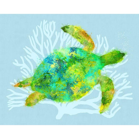 Mystical Sea Turtle Black Modern Wood Framed Art Print by Lavoie, Tina