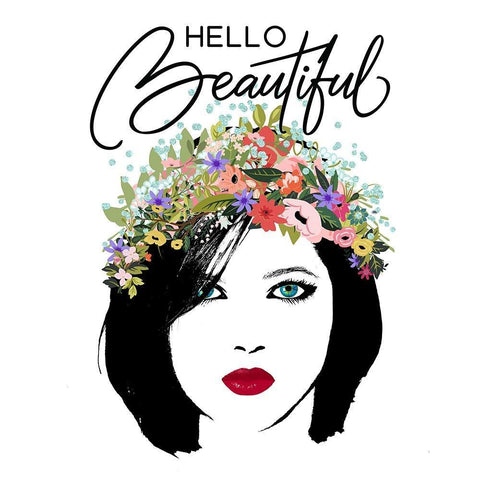 Hello Beautiful White Modern Wood Framed Art Print with Double Matting by Lavoie, Tina