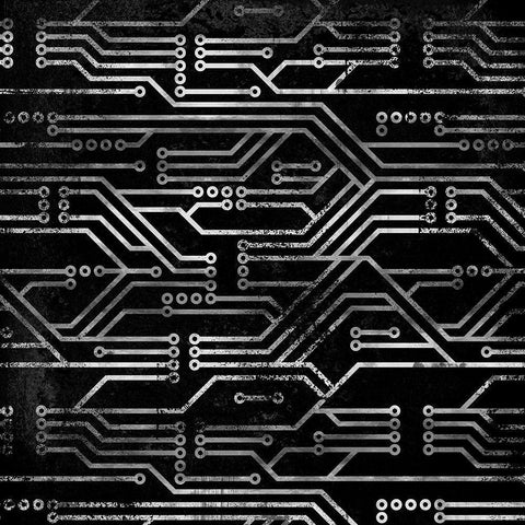 Circuit Black Modern Wood Framed Art Print with Double Matting by Lavoie, Tina