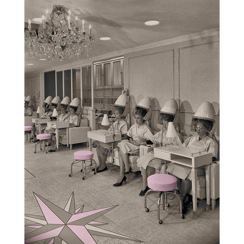 Beauty Day-Vintage Hair Salon Black Modern Wood Framed Art Print with Double Matting by Lavoie, Tina