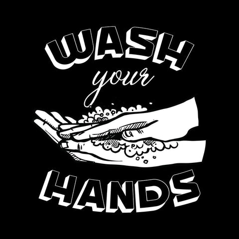 Wash Your Hands BnW Black Ornate Wood Framed Art Print with Double Matting by Lavoie, Tina