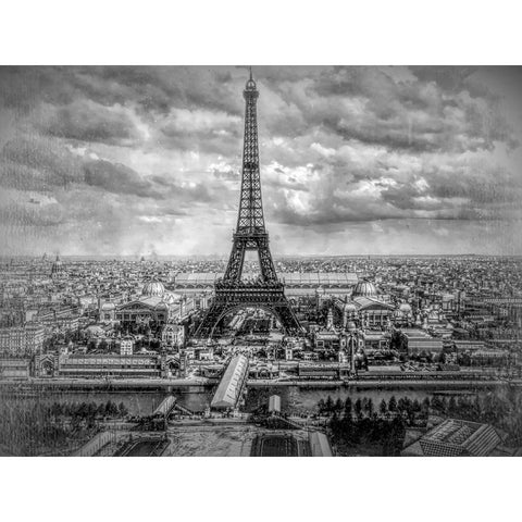 exposition Universelle and eiffel tower Paris Black Modern Wood Framed Art Print with Double Matting by Lavoie, Tina