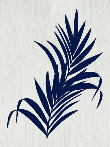 Indigo Palm Leaves Botanical I White Modern Wood Framed Art Print with Double Matting by Lavoie, Tina