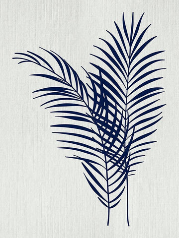 Indigo Palm Leaves Botanical II White Modern Wood Framed Art Print with Double Matting by Lavoie, Tina