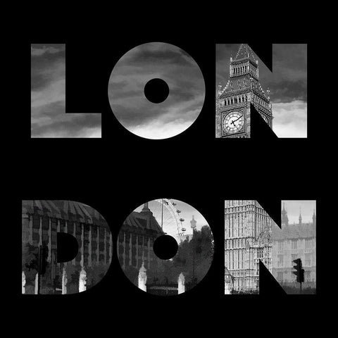 London Typography White Modern Wood Framed Art Print with Double Matting by Lavoie, Tina