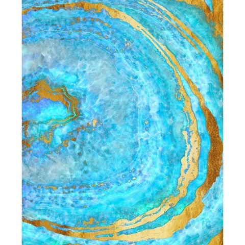 Blue Agate Geode Black Modern Wood Framed Art Print with Double Matting by Lavoie, Tina