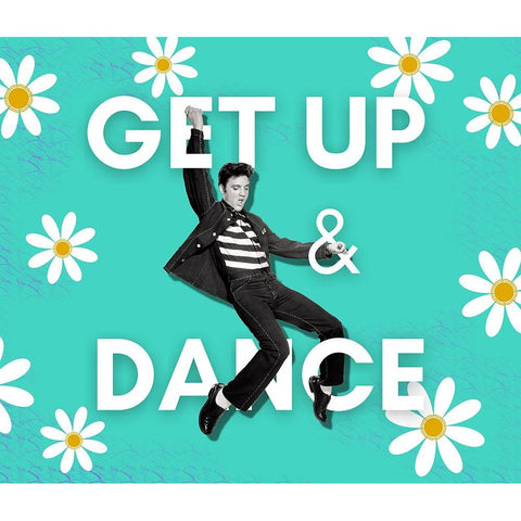 Get Up and Dance Elvis Daisy Gold Ornate Wood Framed Art Print with Double Matting by Mitchell, Tina