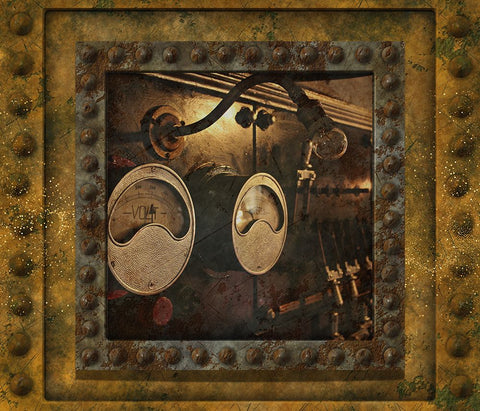 Steampunk Boiler Black Ornate Wood Framed Art Print with Double Matting by Mitchell, Tina