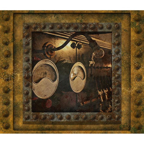 Steampunk Boiler Black Modern Wood Framed Art Print with Double Matting by Mitchell, Tina