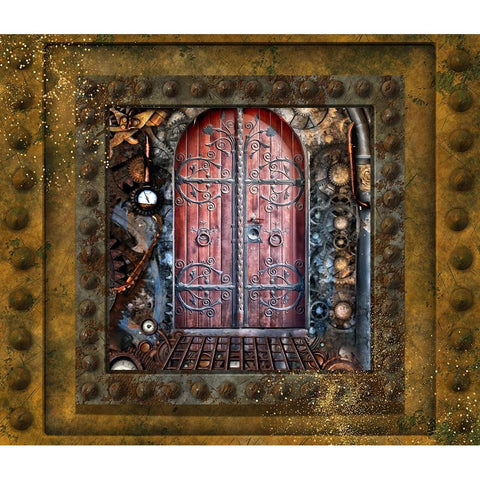 Steampunk Door Black Modern Wood Framed Art Print with Double Matting by Mitchell, Tina