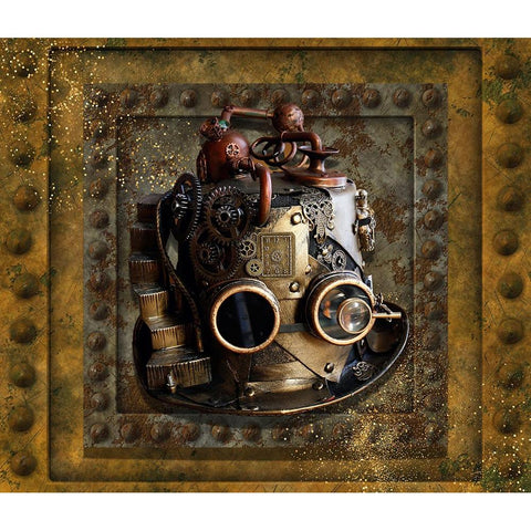 Steampunk Hat Gold Ornate Wood Framed Art Print with Double Matting by Mitchell, Tina