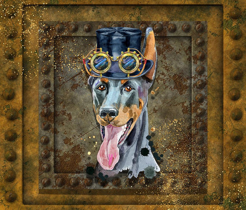 Steampunk Great Dane Black Ornate Wood Framed Art Print with Double Matting by Mitchell, Tina