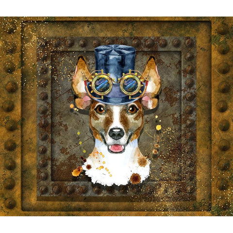 Steampunk Jack Russell Terrier White Modern Wood Framed Art Print by Mitchell, Tina