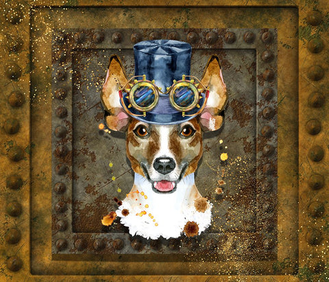 Steampunk Jack Russell Terrier White Modern Wood Framed Art Print with Double Matting by Mitchell, Tina