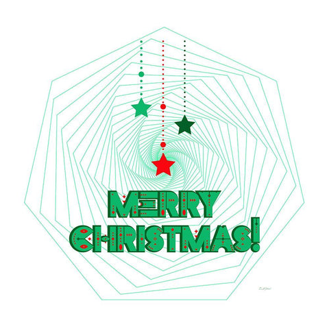 Merry Christmas Geometric Wreath Black Modern Wood Framed Art Print by Mitchell, Tina