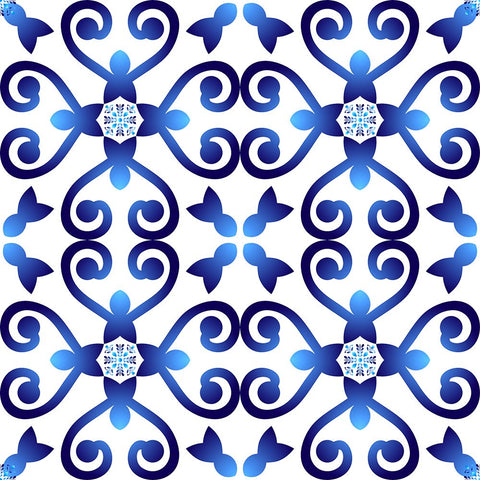 Mediterranean Mosaic Tile White Modern Wood Framed Art Print with Double Matting by Mitchell, Tina