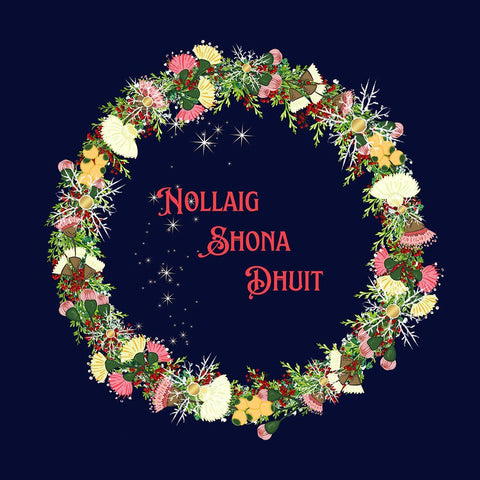 Gaelic Merry Christmas Nollaig Shona Dhuit Black Modern Wood Framed Art Print with Double Matting by Mitchell, Tina