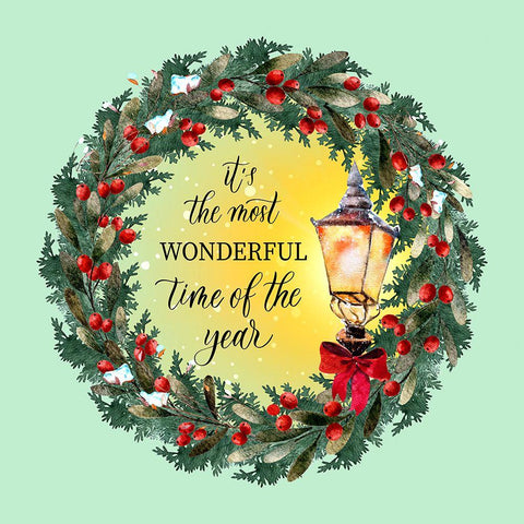 Wonderful Time of the Year Wreath White Modern Wood Framed Art Print by Mitchell, Tina