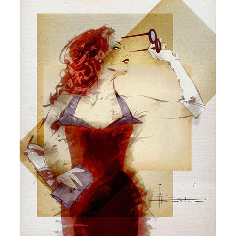 Lady In Red White Modern Wood Framed Art Print by TMBorenstein