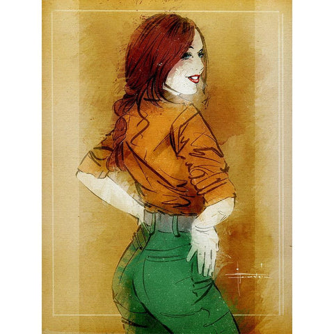 Miss. Green Jeans White Modern Wood Framed Art Print by TMBorenstein