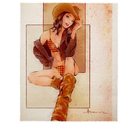 Howdy White Modern Wood Framed Art Print by TMBorenstein