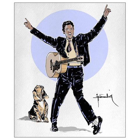 Hound Dog Black Modern Wood Framed Art Print with Double Matting by TMBorenstein