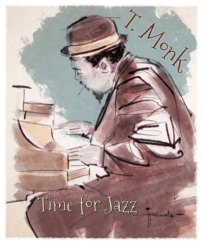 Time For Jazz White Modern Wood Framed Art Print with Double Matting by TMBorenstein