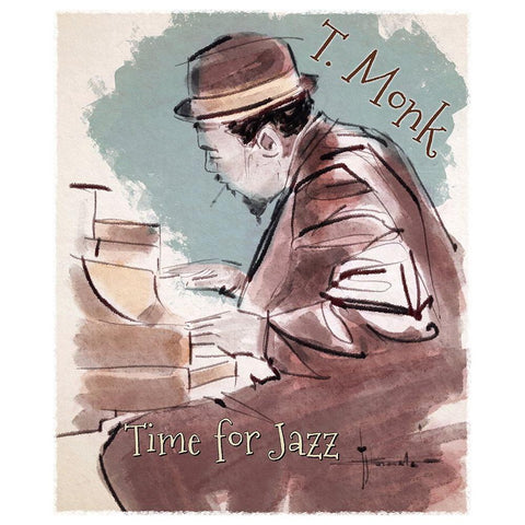 Time For Jazz Gold Ornate Wood Framed Art Print with Double Matting by TMBorenstein