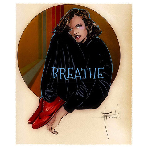 Breathe Black Modern Wood Framed Art Print by TMBorenstein