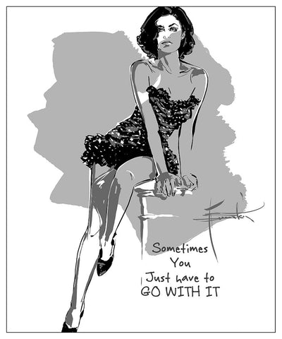 Go With It Black Ornate Wood Framed Art Print with Double Matting by TMBorenstein