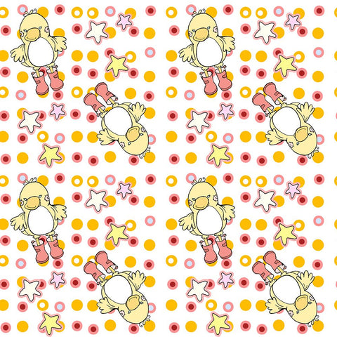 Pink And Orange Ducky Dots White Modern Wood Framed Art Print with Double Matting by Wade, Valarie