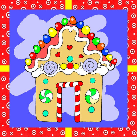 Gingerbread House White Modern Wood Framed Art Print with Double Matting by Wade, Valarie