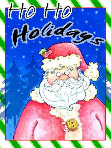 Ho Ho Holidays White Modern Wood Framed Art Print with Double Matting by Wade, Valarie