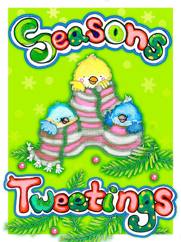 Seasons Tweetings Black Ornate Wood Framed Art Print with Double Matting by Wade, Valarie