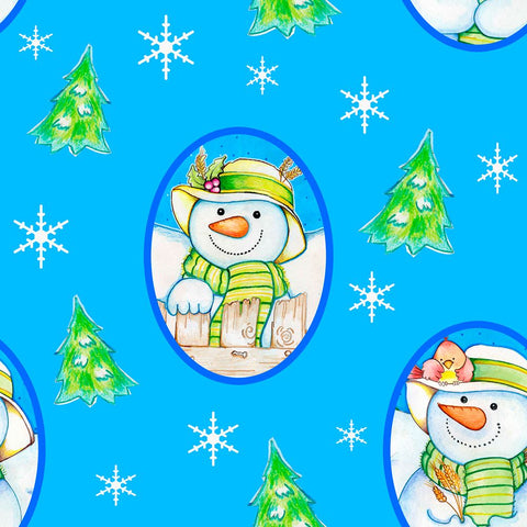 Snowman Pattern 1 White Modern Wood Framed Art Print with Double Matting by Wade, Valarie