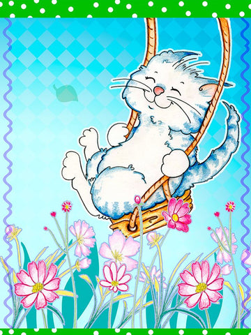 Spring Swing White Modern Wood Framed Art Print with Double Matting by Wade, Valarie